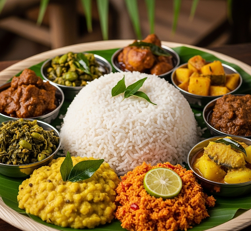 Sri Lankan Rice and Curry with Dhal and Pol Sambol